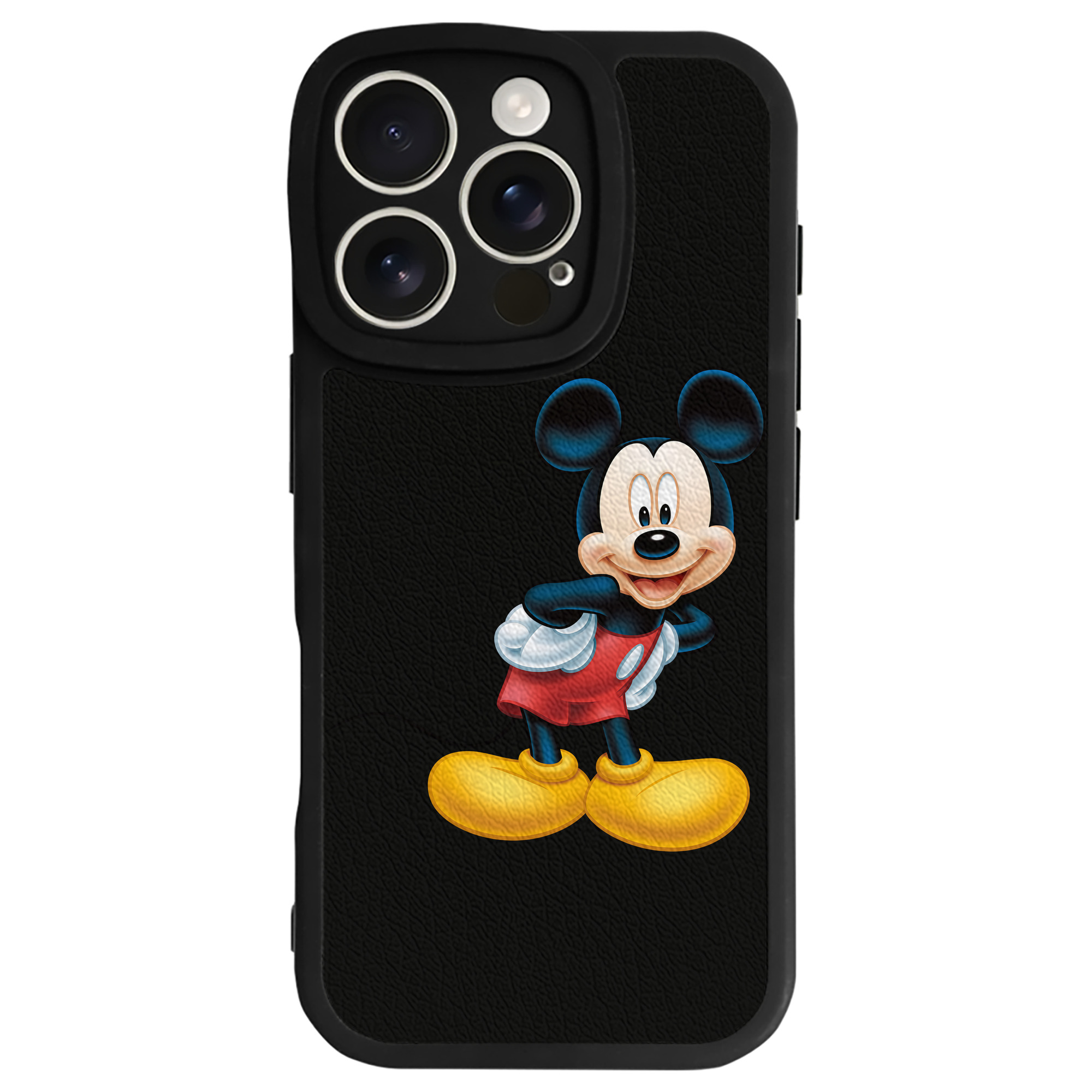 （画像用） ミッキーマウス Mickey Mouse 【iPhone 16シリーズ対応】シリコンスマホケース（レザー調） 材質：シリコン